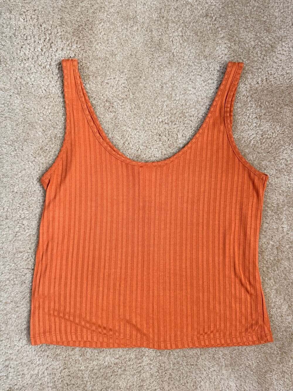 H&M Ribbed Button Front Tank Top Rust Orange Size M - Picture 3 of 5